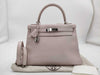 HERMES Kelly 28 Swift 2-way Rose Dragee Handbag with Silver Hardware and K Stamp