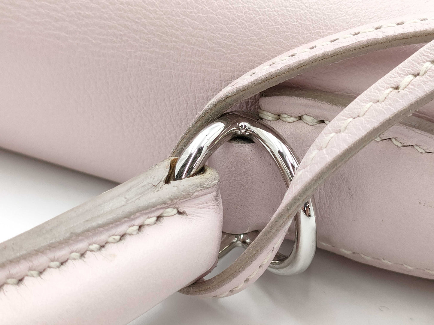 HERMES Kelly 28 Swift 2-way Rose Dragee Handbag with Silver Hardware and K Stamp