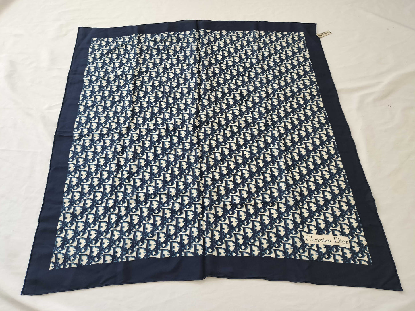 Dior Trotter Trotter Navy x White Scarf