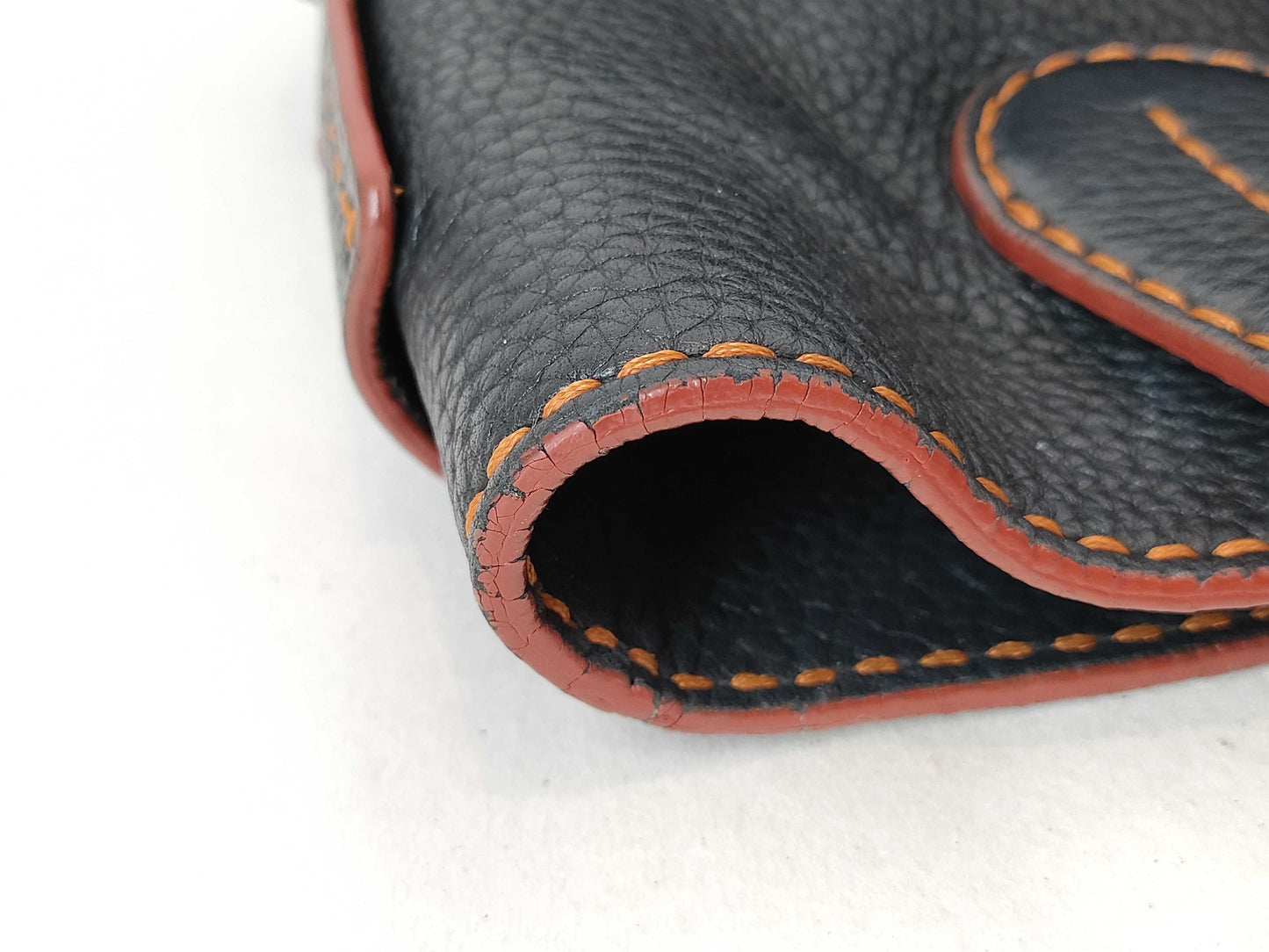 TOD'S Leather Handbag, Black with Red Stitching