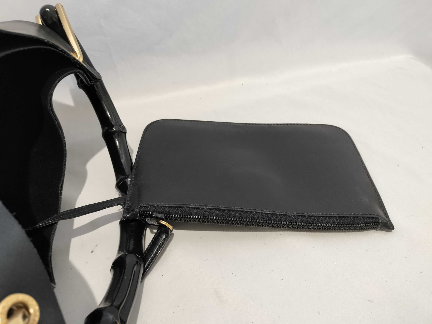 GUCCI Bamboo Leather Bag/Pouch Set Shoulder Bag