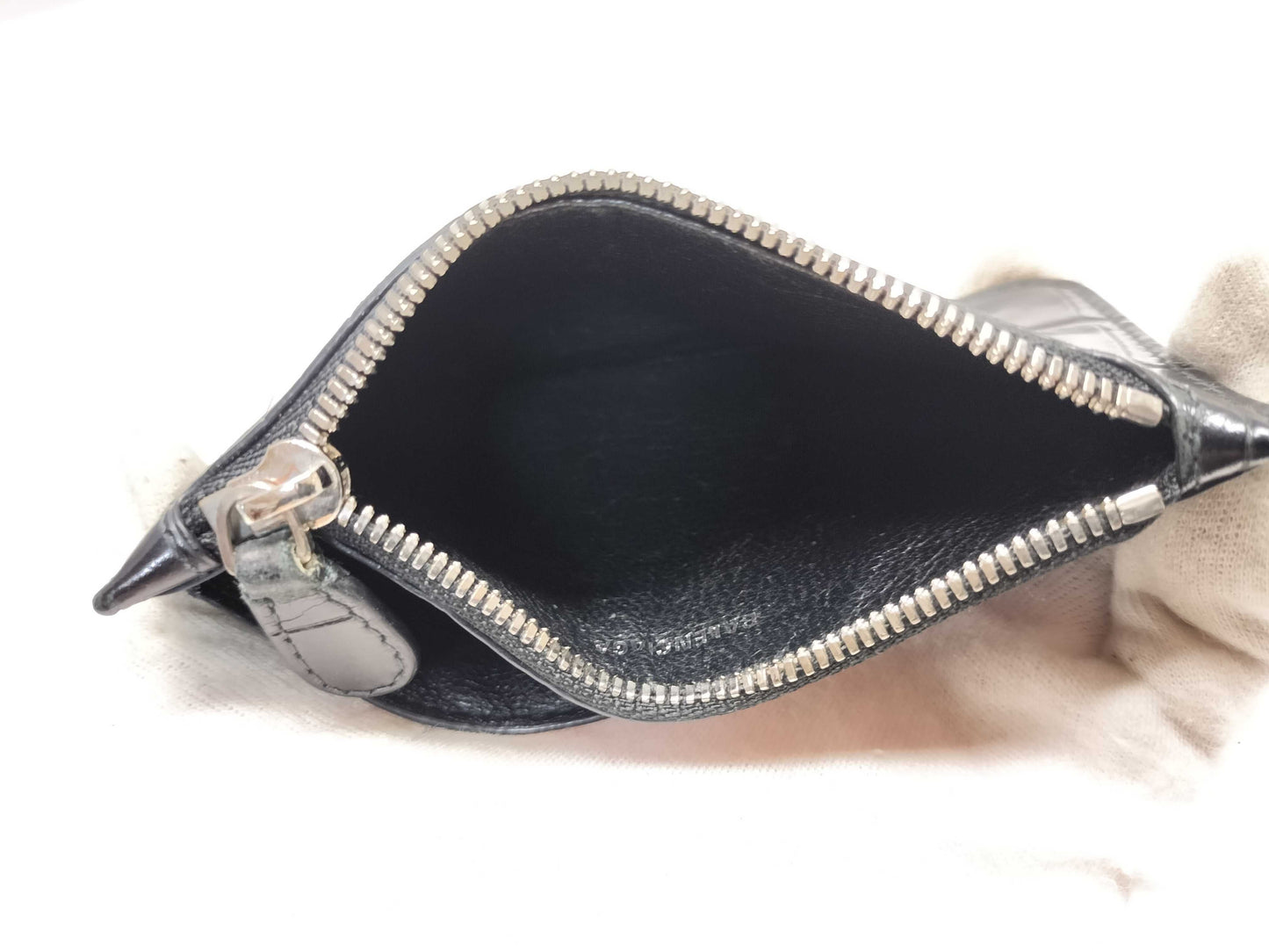 BALENCIAGA Crocodile Embossed Card and Coin Case