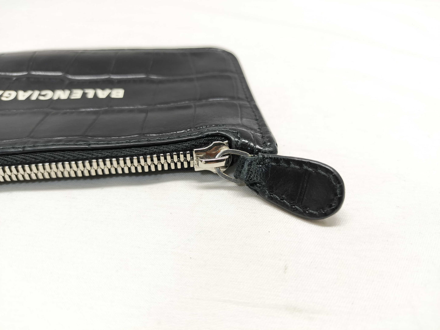 BALENCIAGA Crocodile Embossed Card and Coin Case