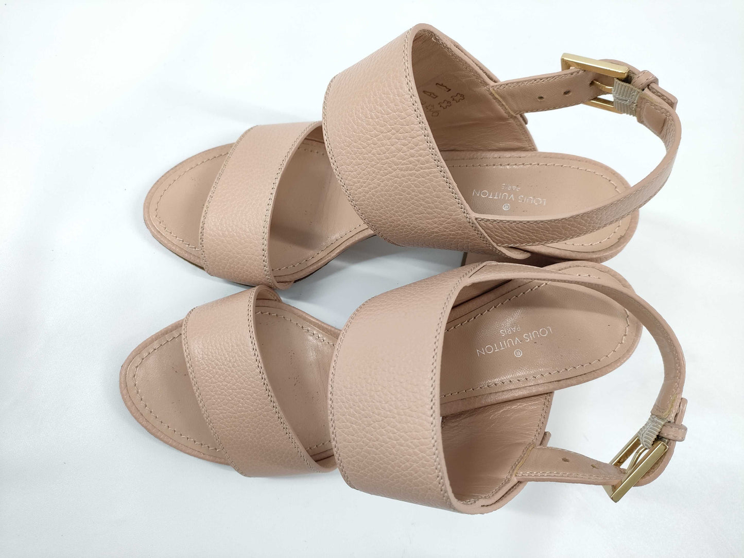 LOUIS VUITTON Pink Logo Horizon Heel Sandals, Size 36 1/2