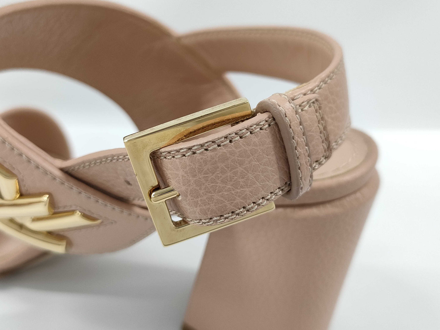 LOUIS VUITTON Pink Logo Horizon Heel Sandals, Size 36 1/2