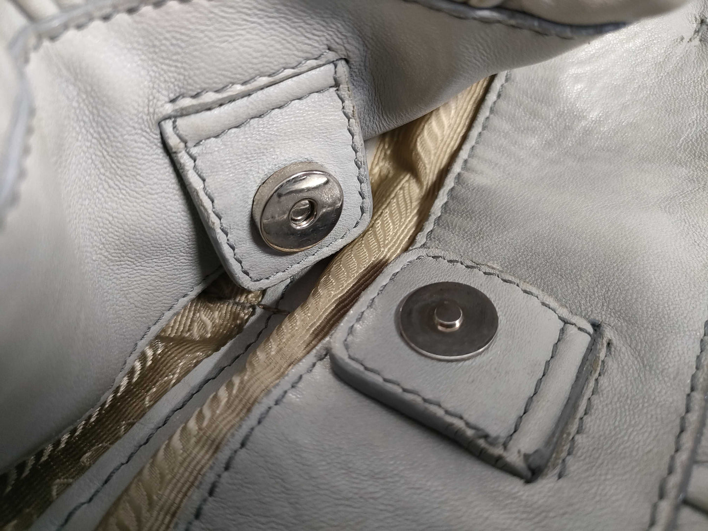 PRADA Gathered Leather 2-Way Handbag