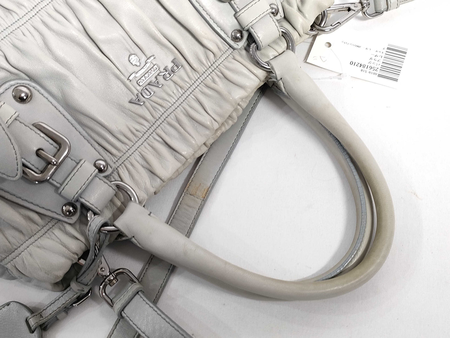 PRADA Gathered Leather 2-Way Handbag