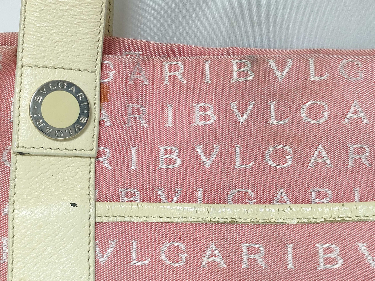 BVLGARI Logomania Canvas and Leather Tote Bag Pink