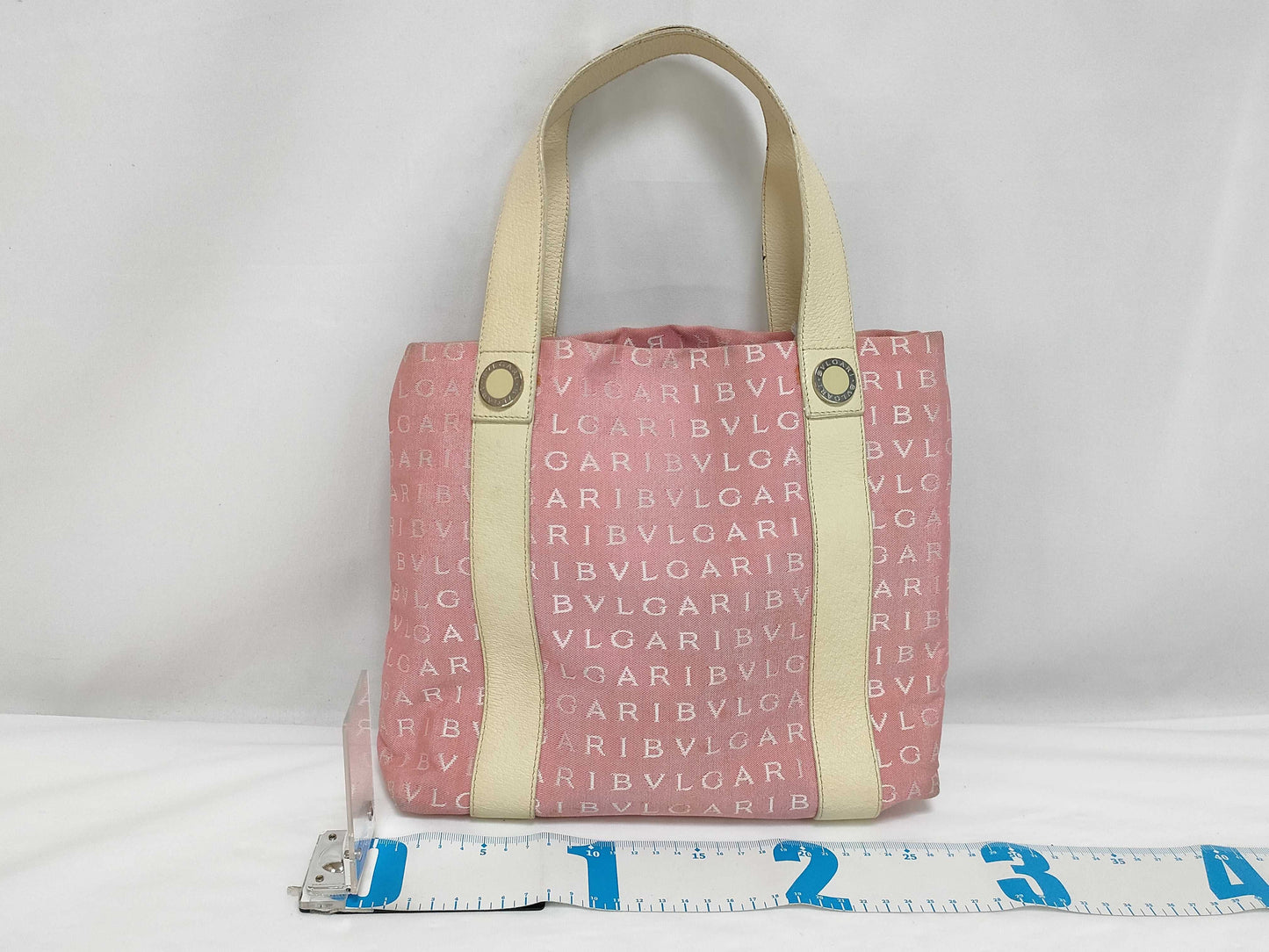 BVLGARI Logomania Canvas and Leather Tote Bag Pink