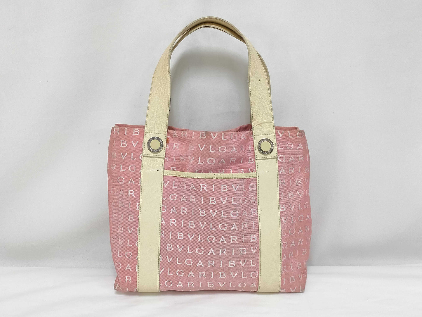 BVLGARI Logomania Canvas and Leather Tote Bag Pink