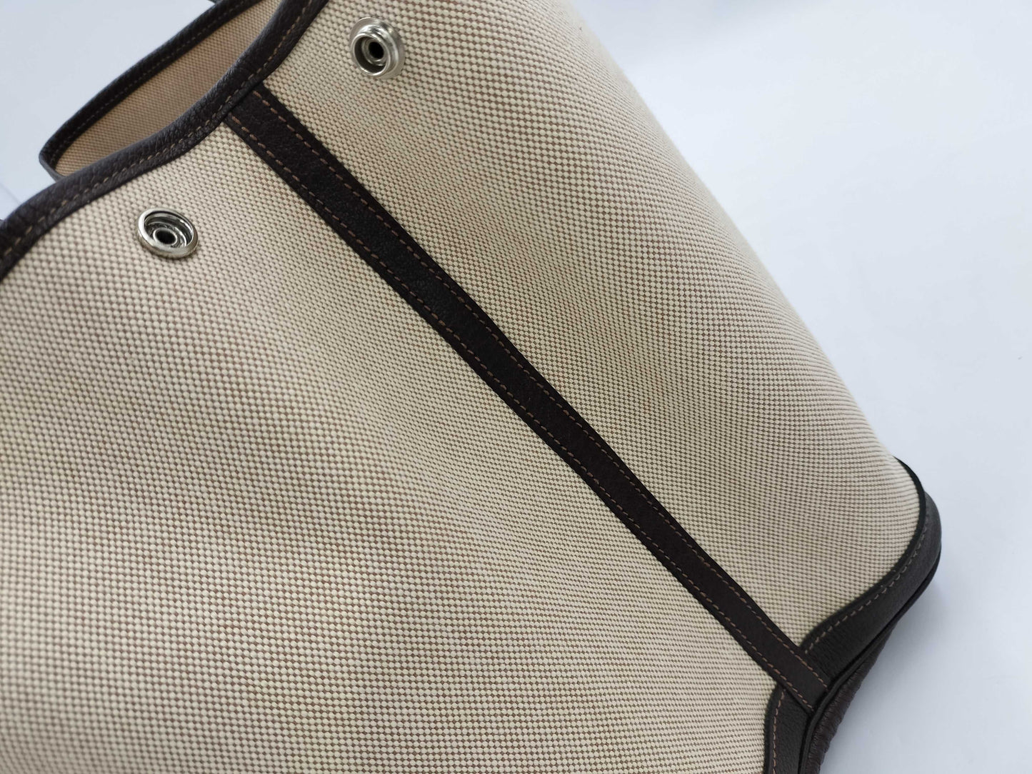HERMES Garden Party PM Toile Ash Brown O Tote Bag