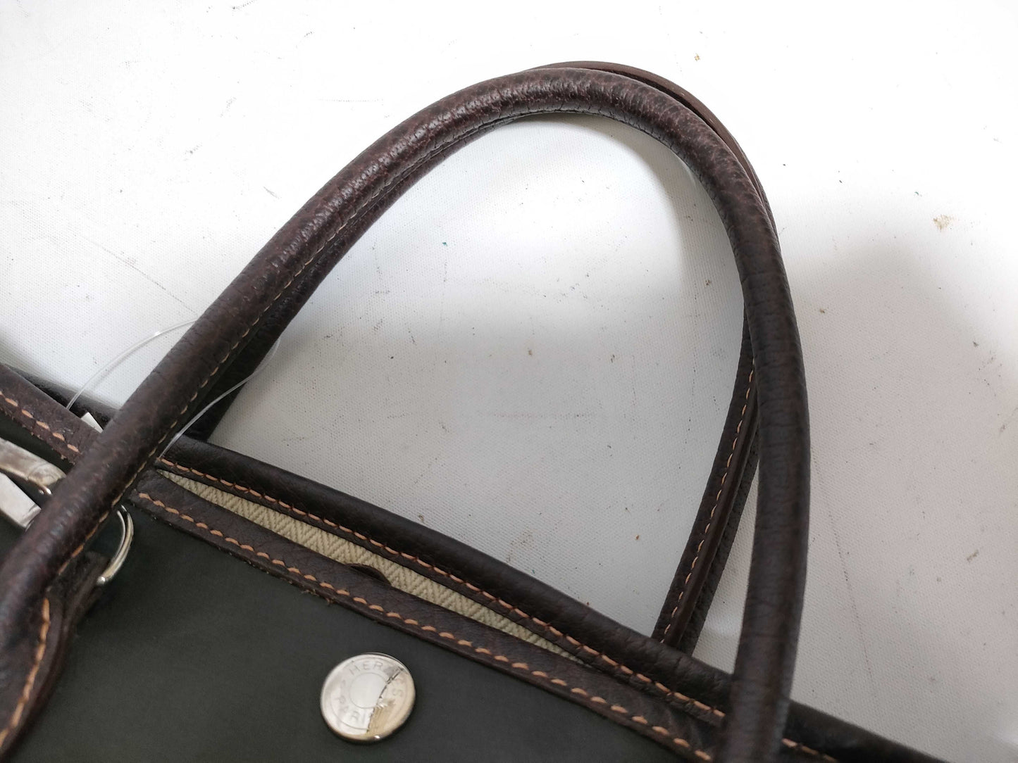 HERMES H Garden Party All Leather Brown Tote Bag