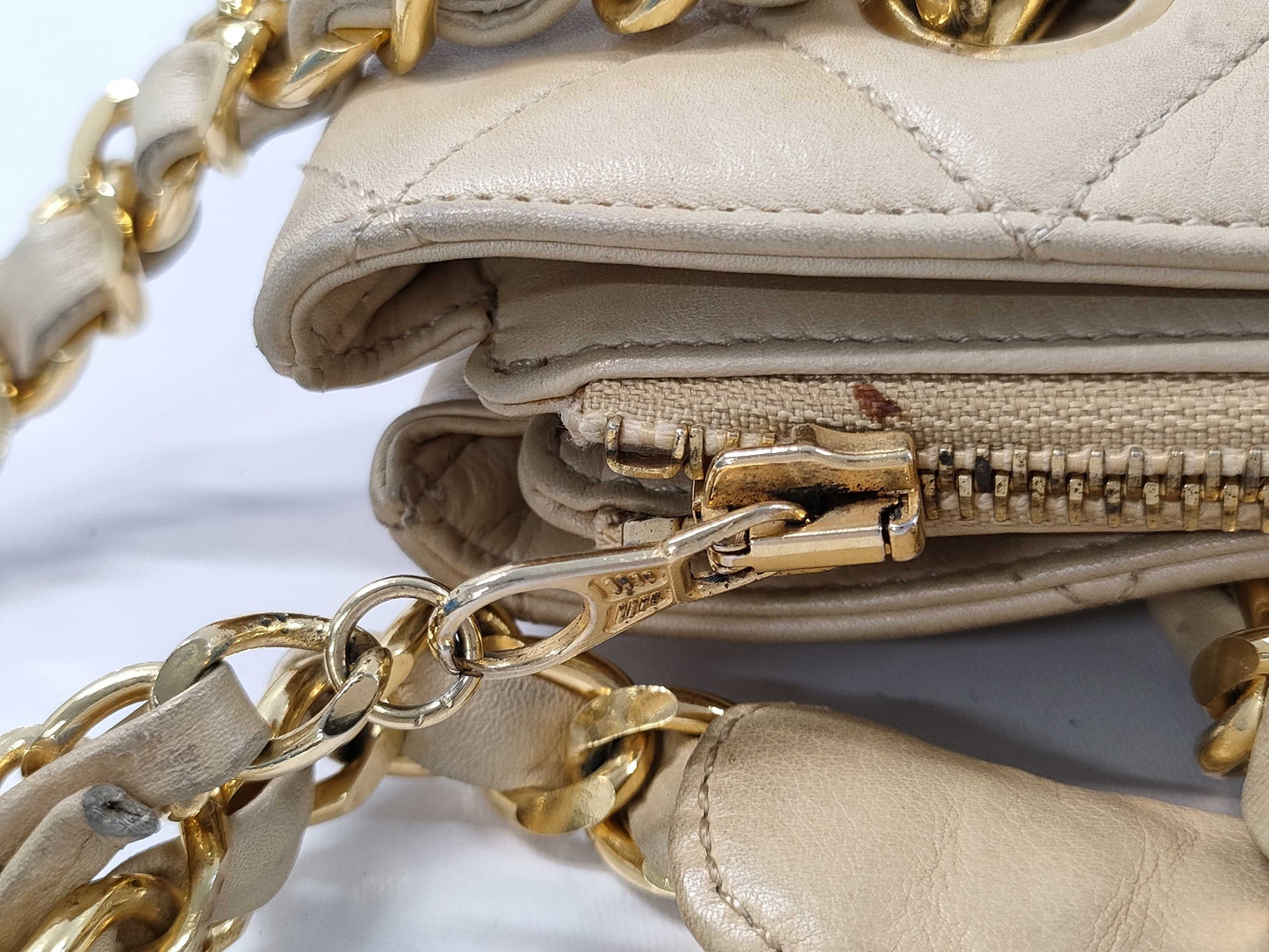 CHANEL Lambskin Matelasse Chain Tote Shoulder Bag