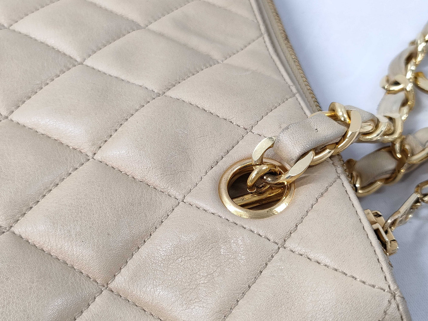 CHANEL Lambskin Matelasse Chain Tote Shoulder Bag