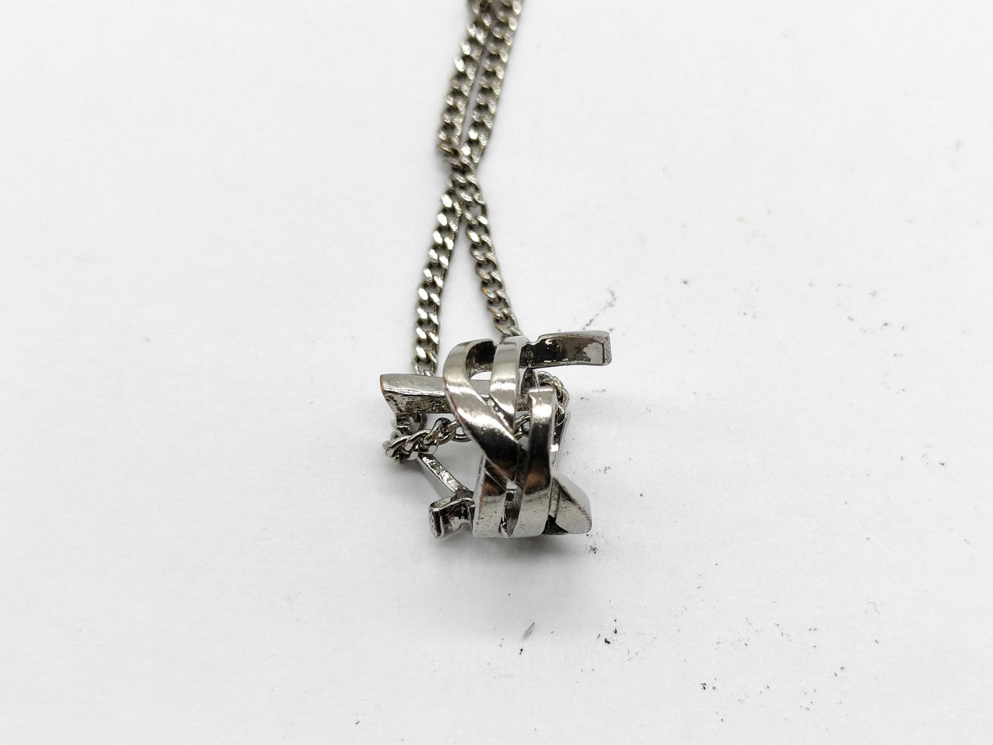 Yves Saint Laurent Twisted Curb Chain Necklace with YSL Logo