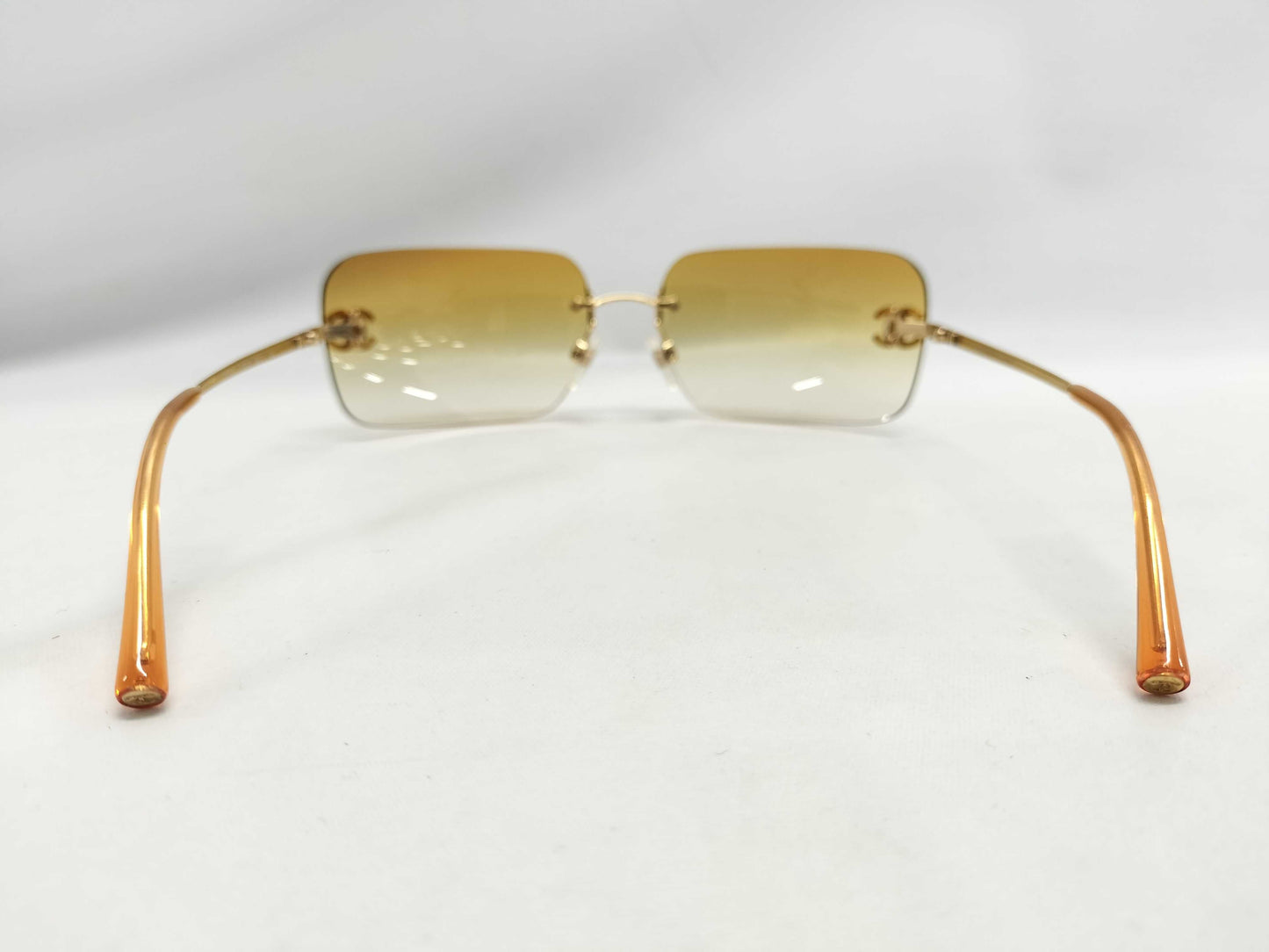 CHANEL 4017-D Coco Mark Rhinestone Orange Sunglasses