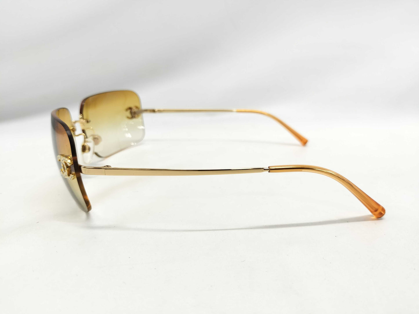 CHANEL 4017-D Coco Mark Rhinestone Orange Sunglasses