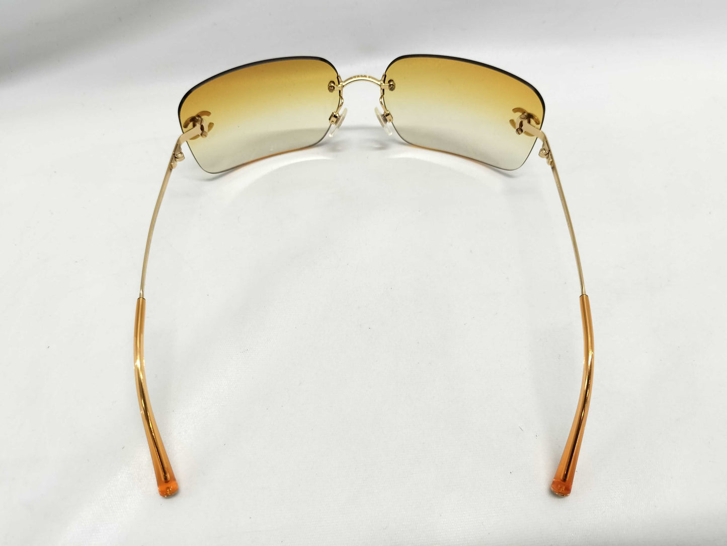 CHANEL 4017-D Coco Mark Rhinestone Orange Sunglasses