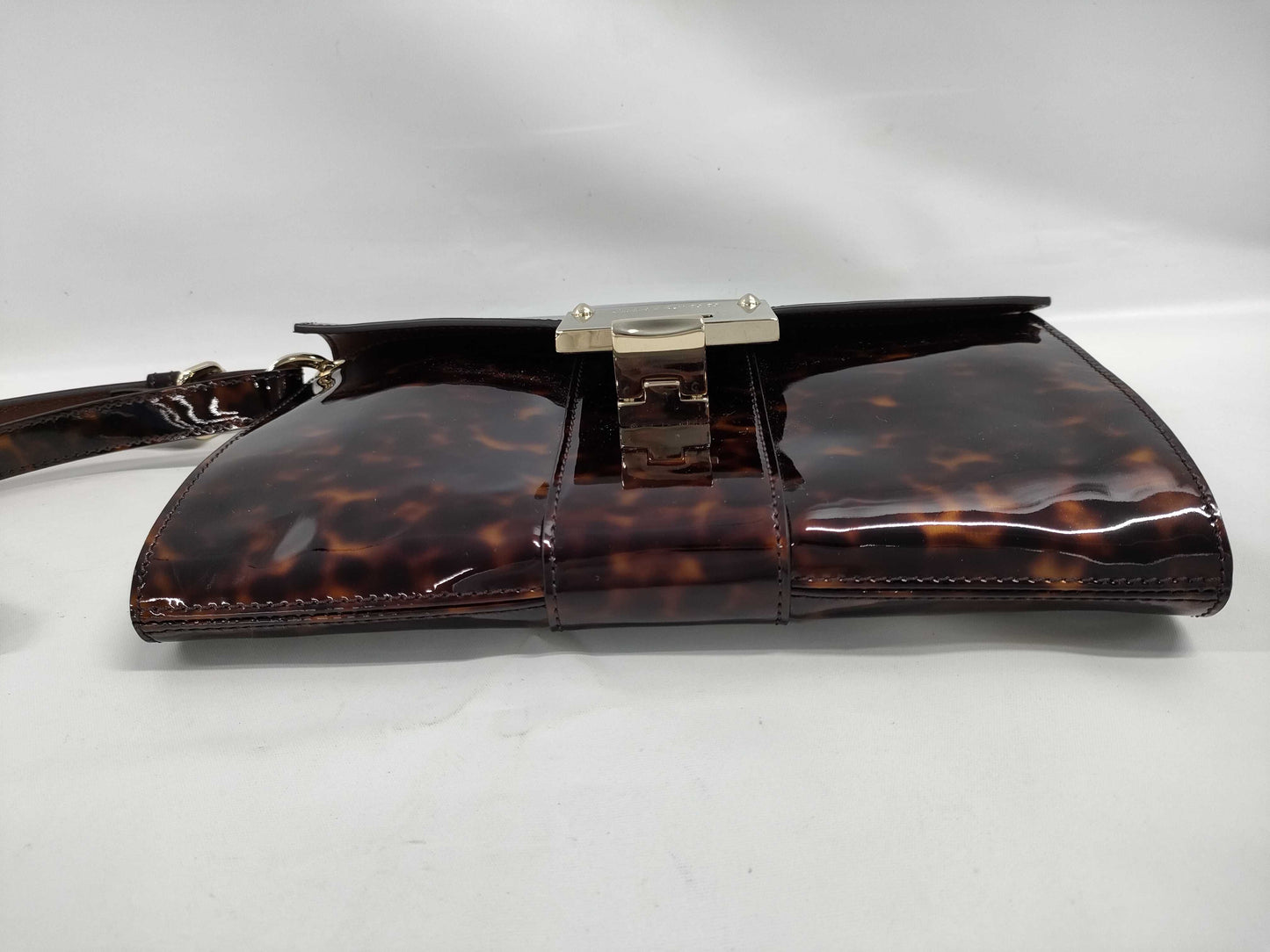 JIMMY CHOO Enamel Tortoiseshell Clutch Bag Handbag