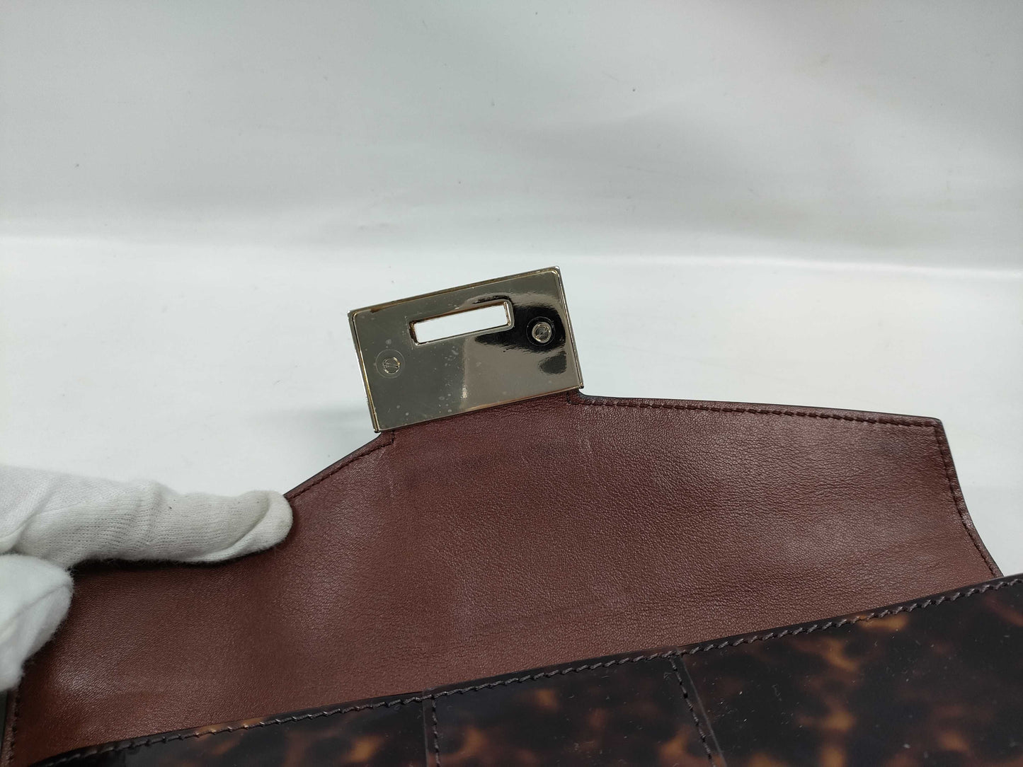 JIMMY CHOO Enamel Tortoiseshell Clutch Bag Handbag