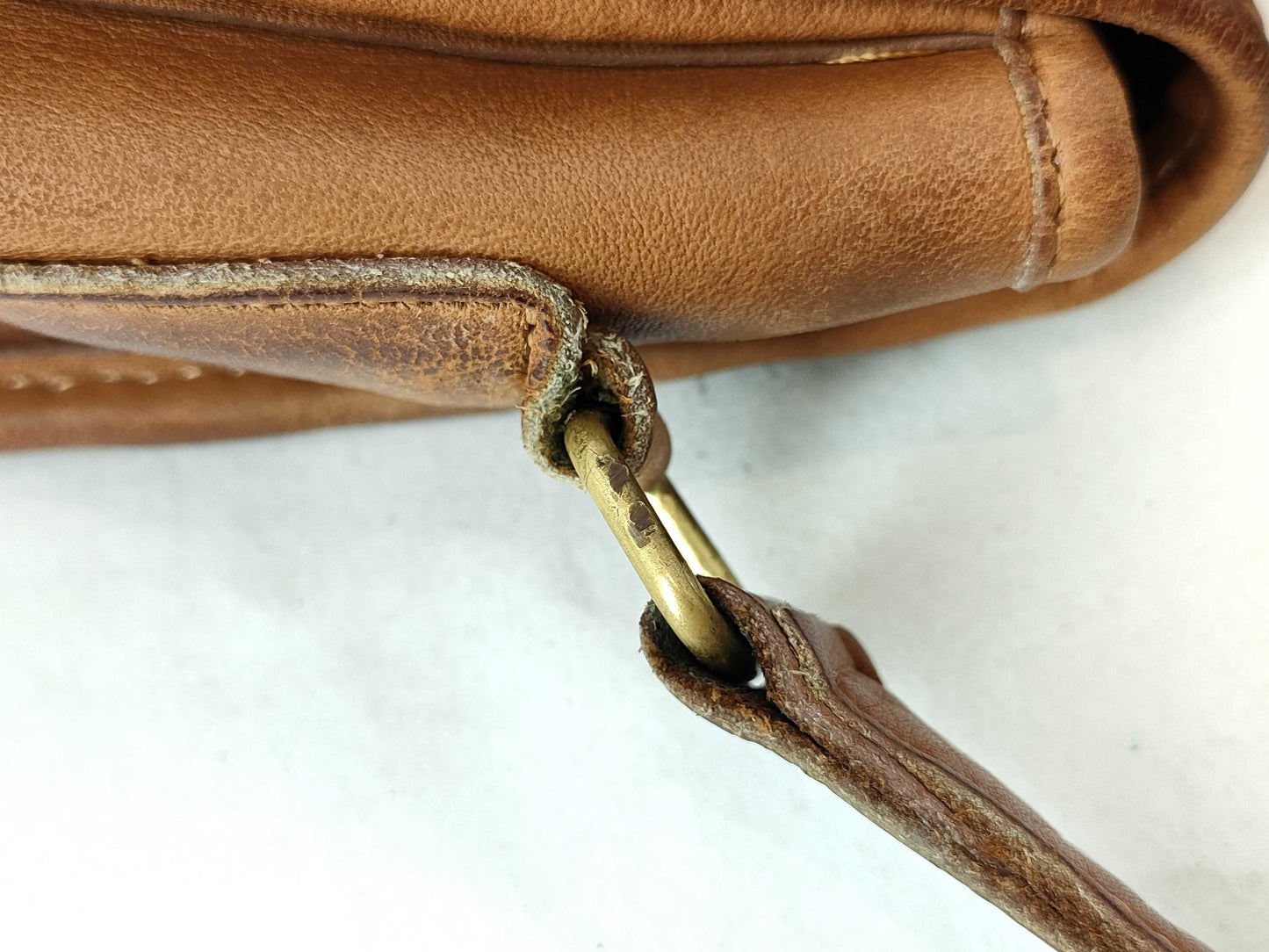 COACH Leather Shoulder Bag Flap Brown 044 Shoulder Bag