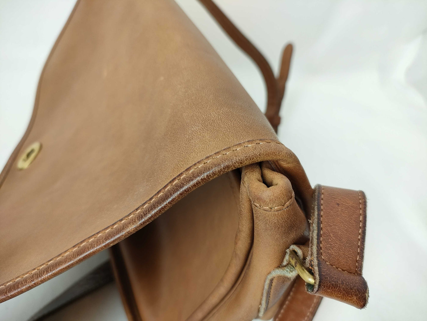 COACH Leather Shoulder Bag Flap Brown 044 Shoulder Bag