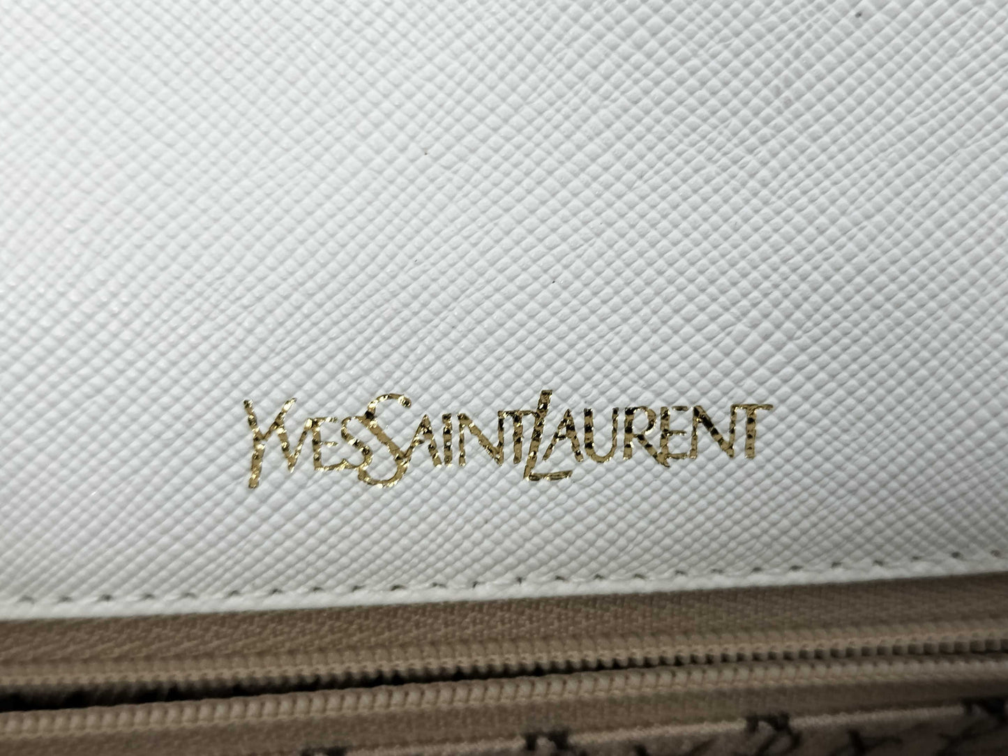 Yves Saint Laurent Logo Clutch/Second Bag Flap Vintage White Clutch Bag