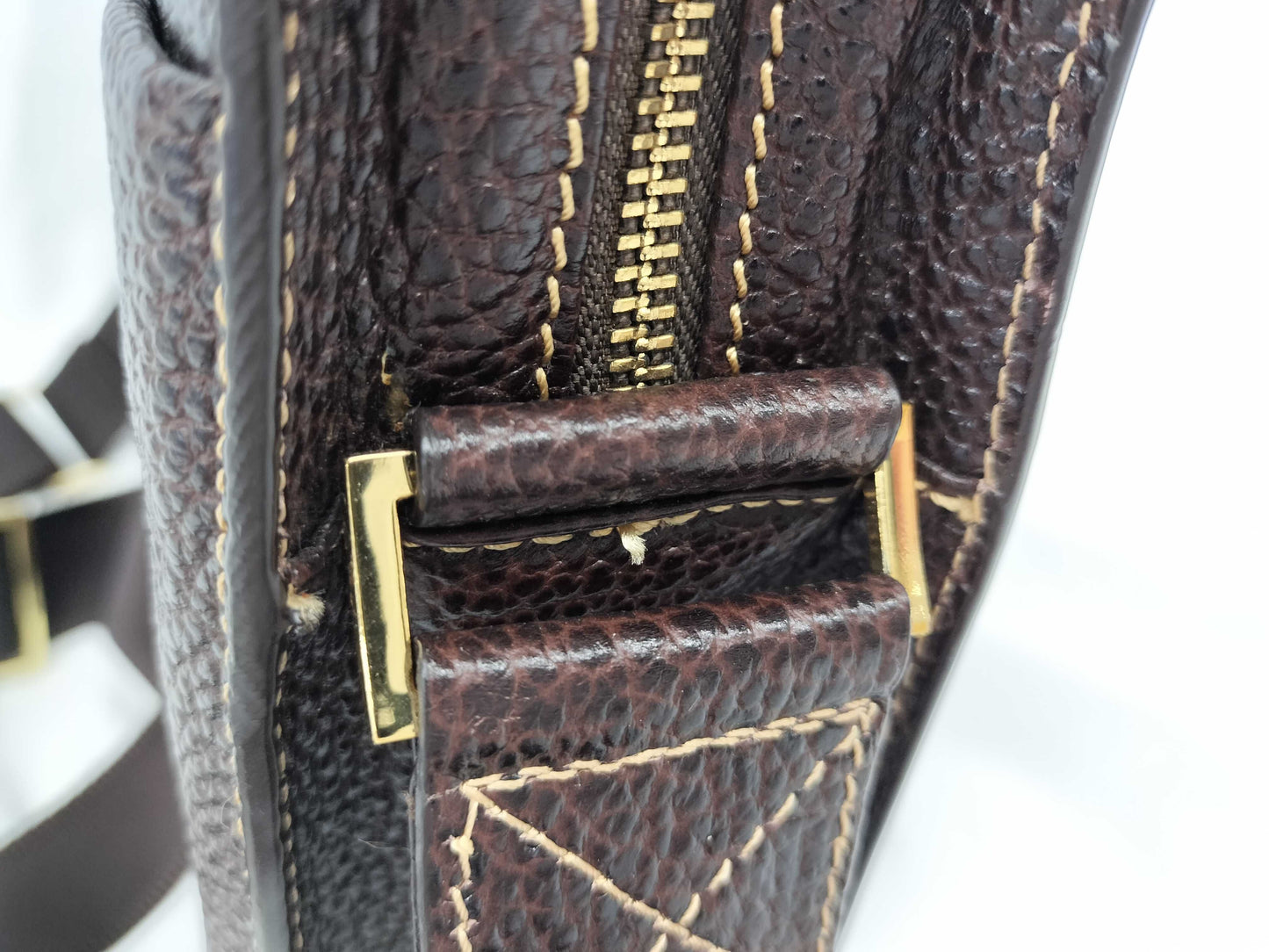 Dunhill Leather Shoulder Bag, Dark Brown