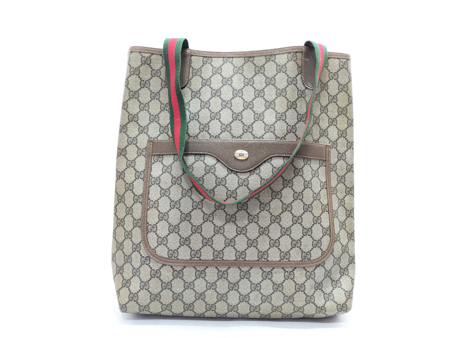 GUCCI 39.02003 GG Supreme PVC Old Sherry Tote Bag