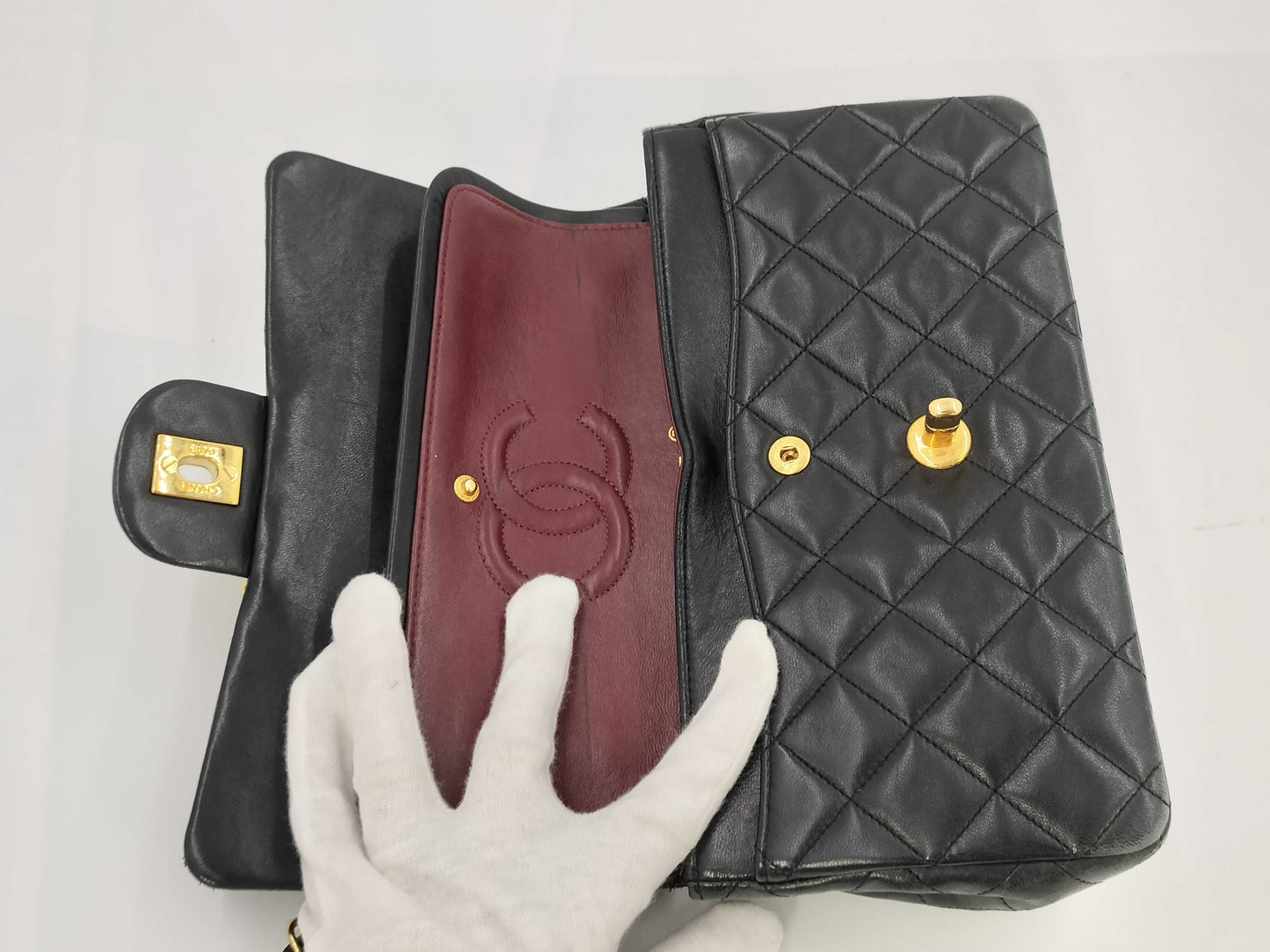 CHANEL Lambskin Matelasse 23 Double Flap Shoulder Bag, No. 16