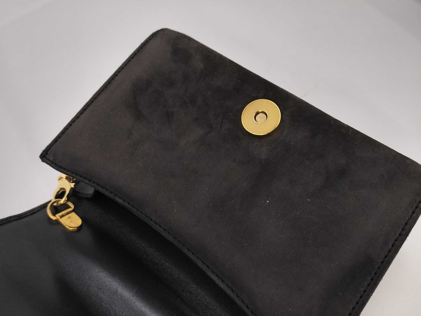 Salvatore Ferragamo Gancini Suede Chain Shoulder Bag