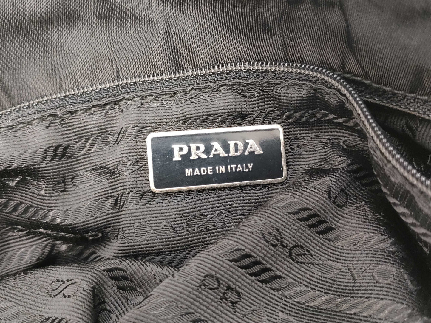 PRADA Nylon Triangle Plate Tote Bag