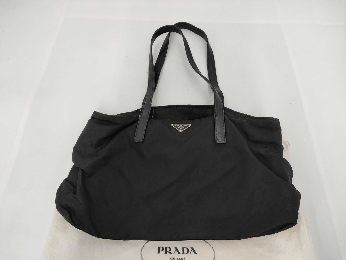 PRADA Nylon Triangle Plate Tote Bag