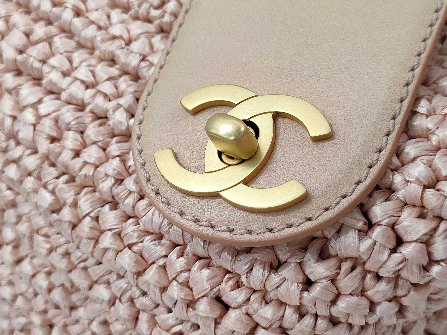 CHANEL Straw Bag Coco Chain 10 Series Tote Bag