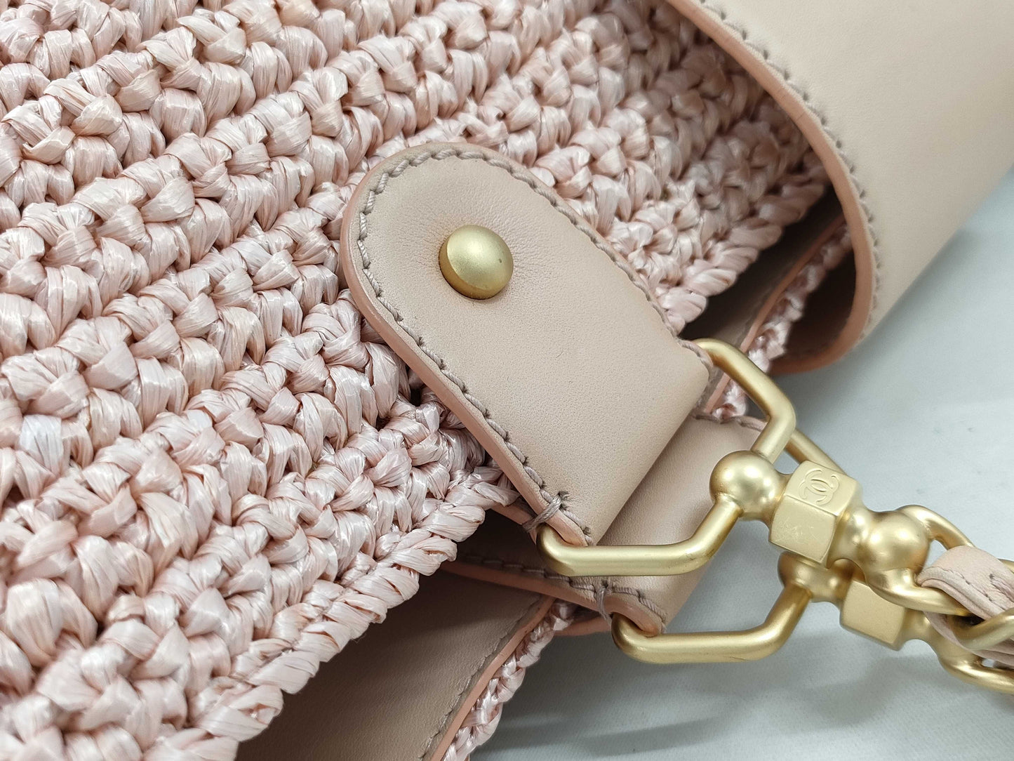CHANEL Straw Bag Coco Chain 10 Series Tote Bag