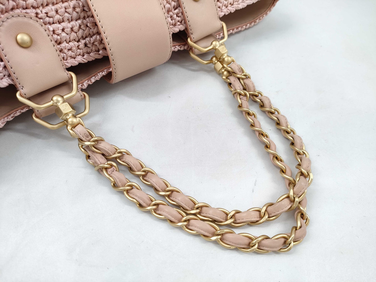 CHANEL Straw Bag Coco Chain 10 Series Tote Bag