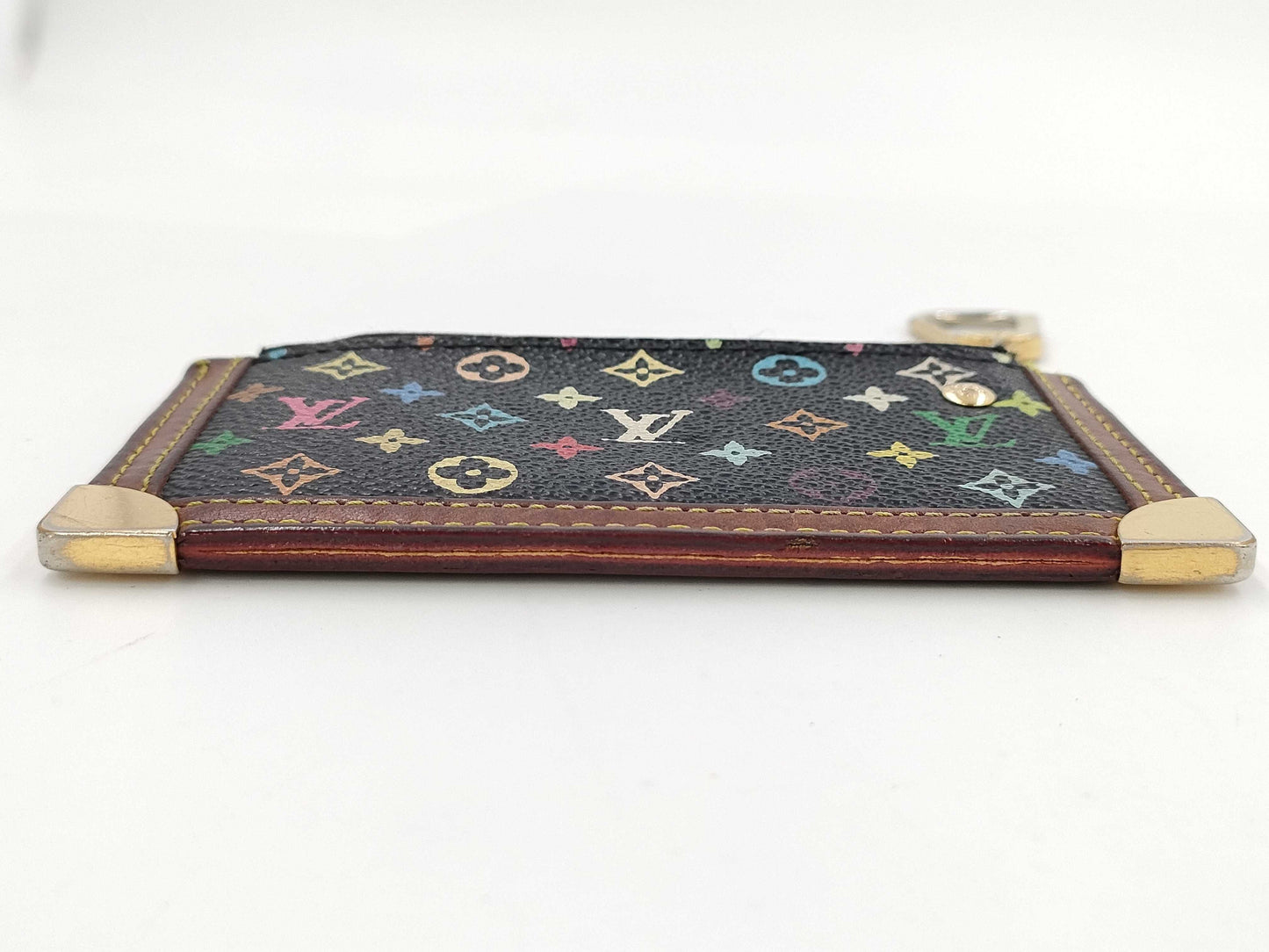 LOUIS VUITTON GA1026 Monogram Multicolore Noir Pochette Cle Coin Case with Broken Zipper