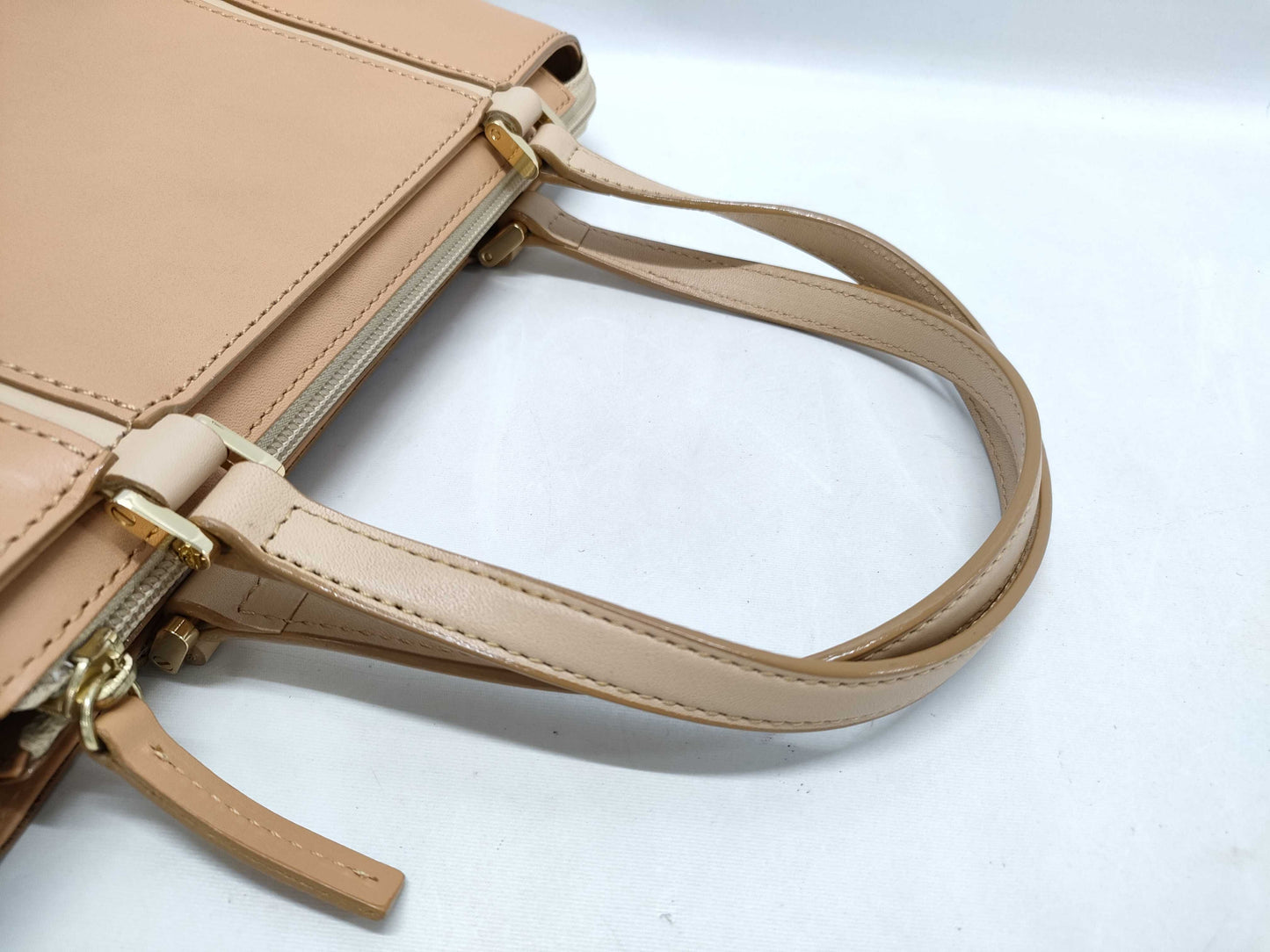 BURBERRY Natural Leather Check Handbag