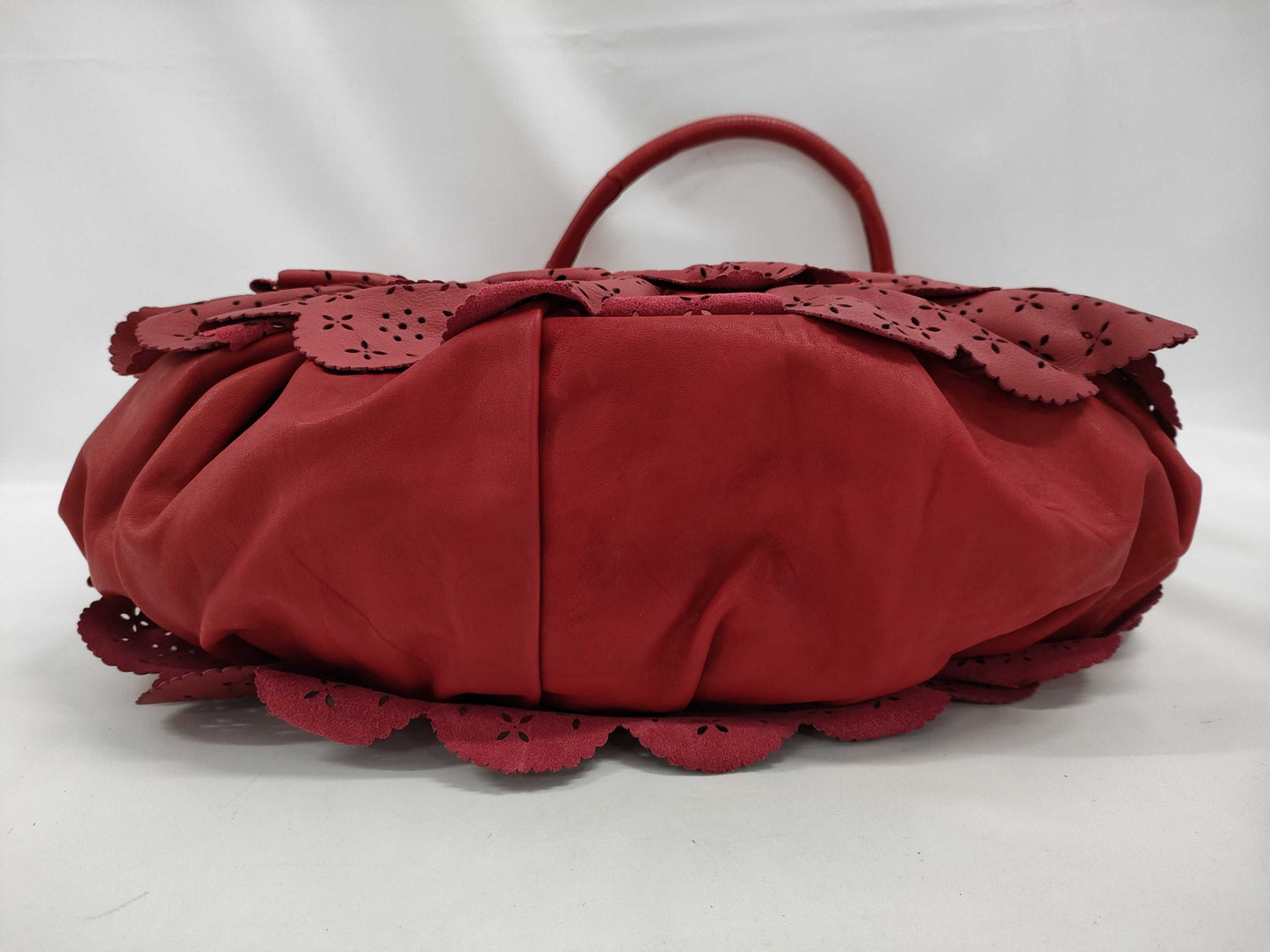 Dior Ruffle Leather Red Tote Bag