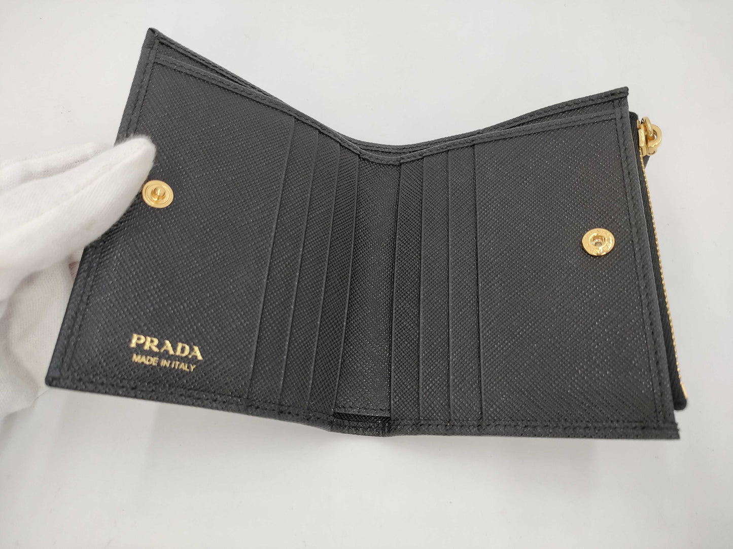 PRADA Saffiano Triangle Compact Wallet 1ML050 Wallet