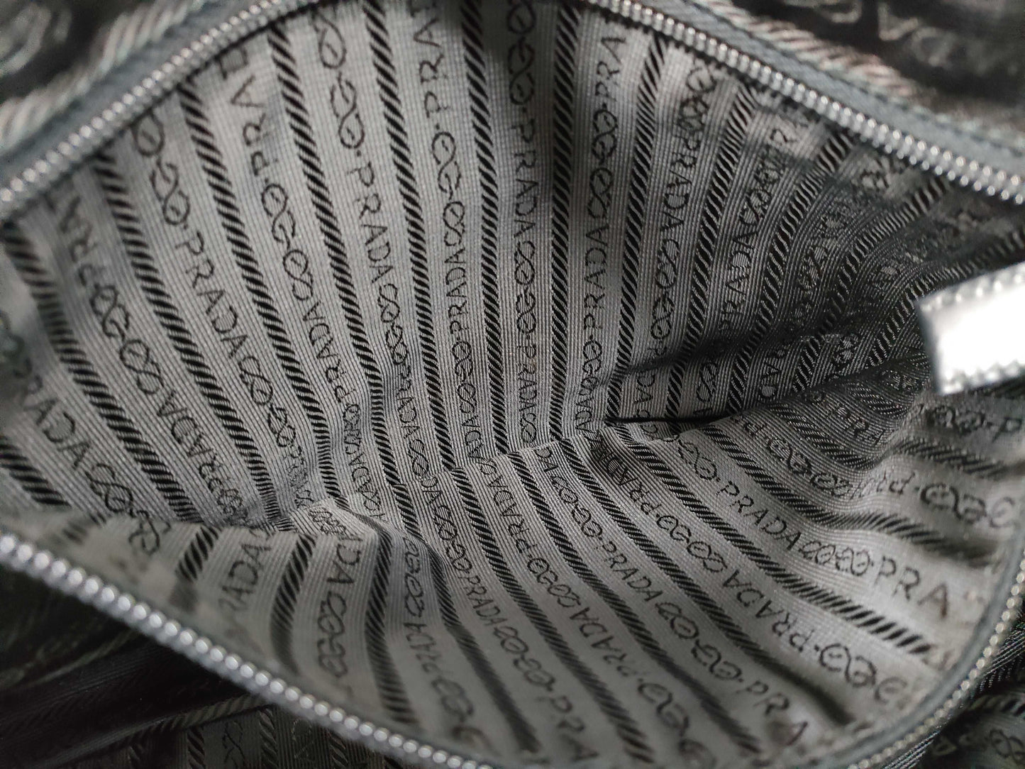PRADA Nylon Triangle Logo Plate Tessie Handbag