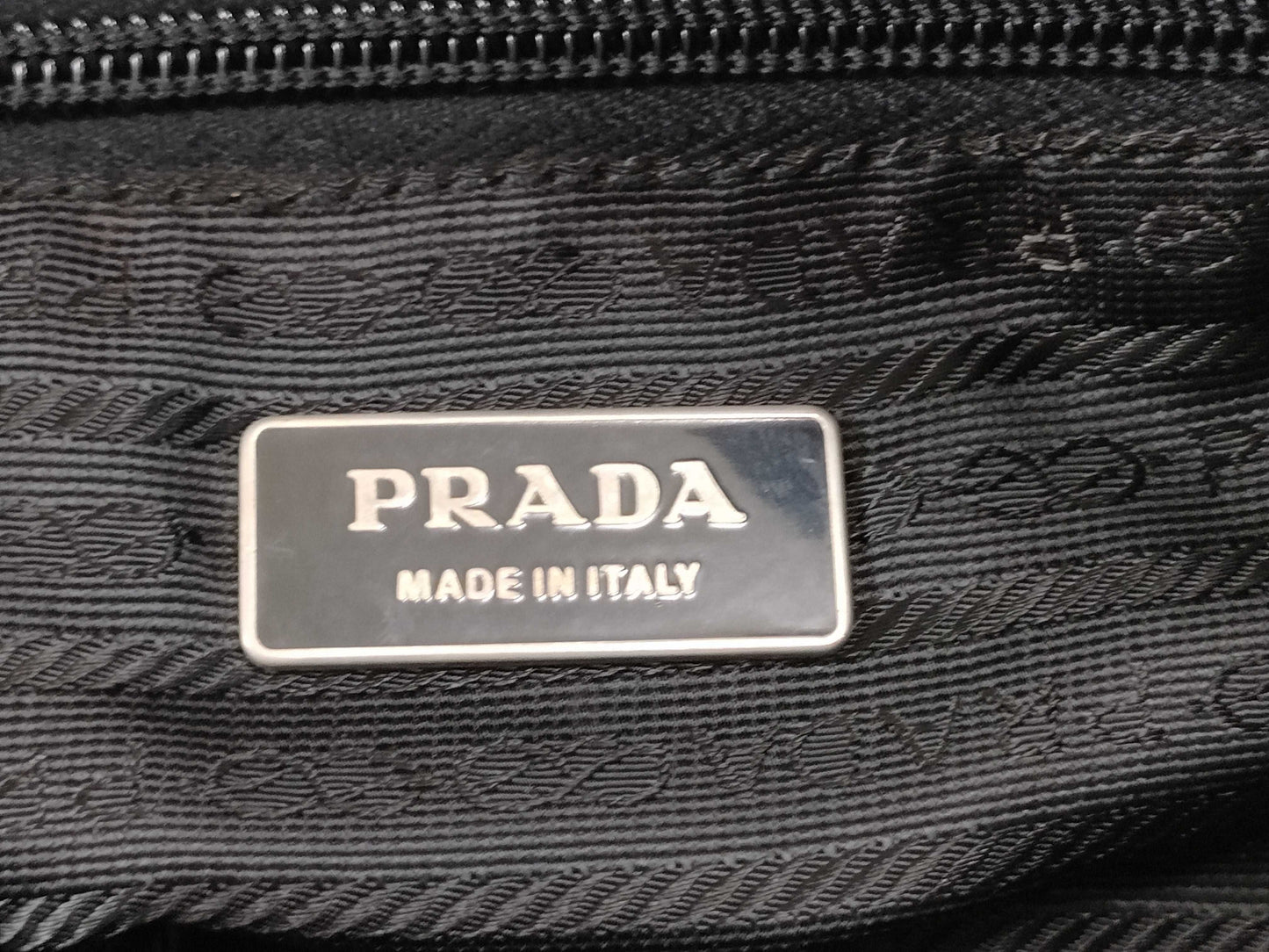 PRADA Nylon Triangle Logo Plate Tessie Handbag