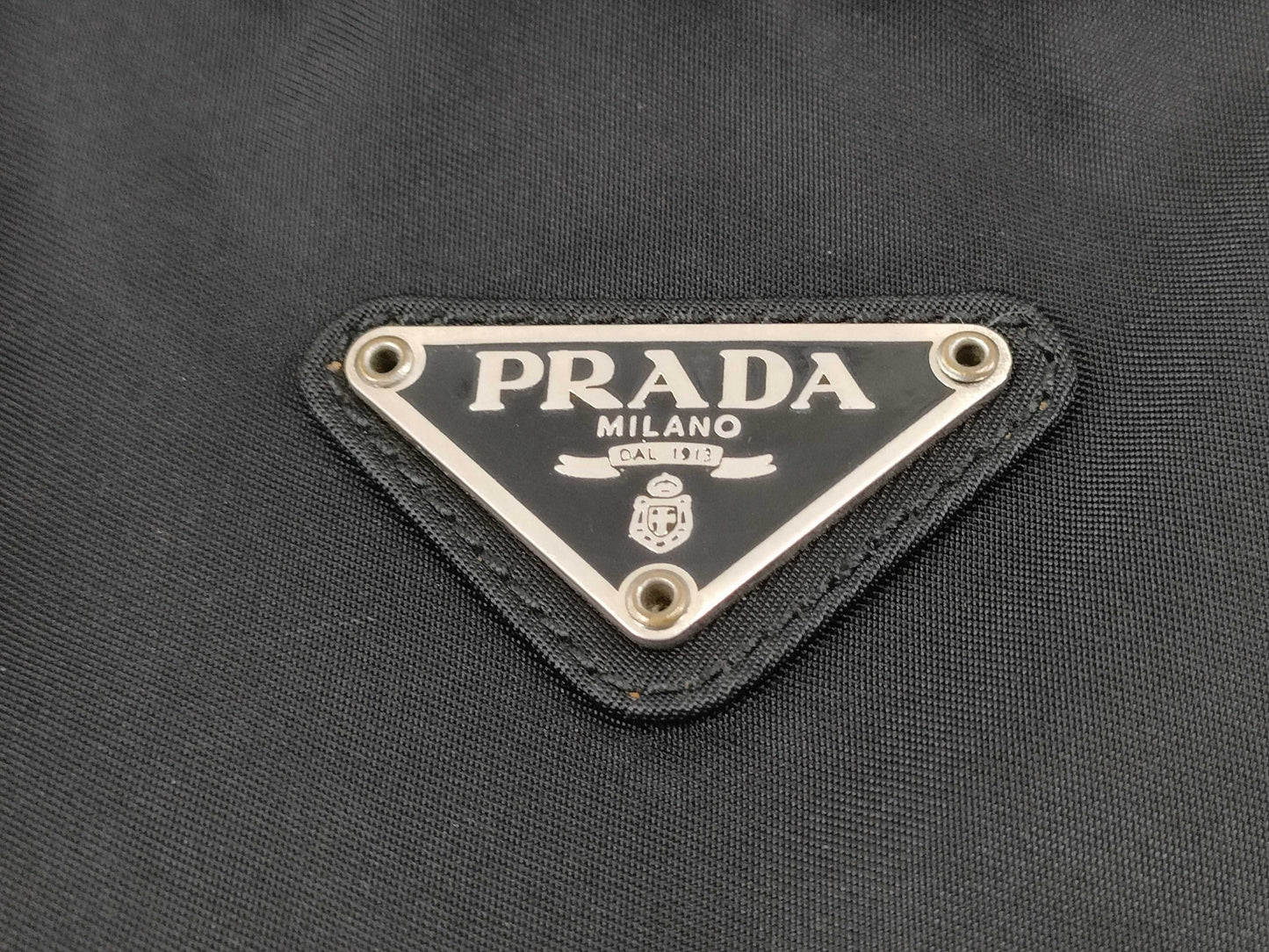 PRADA Nylon Triangle Logo Plate Tessie Handbag