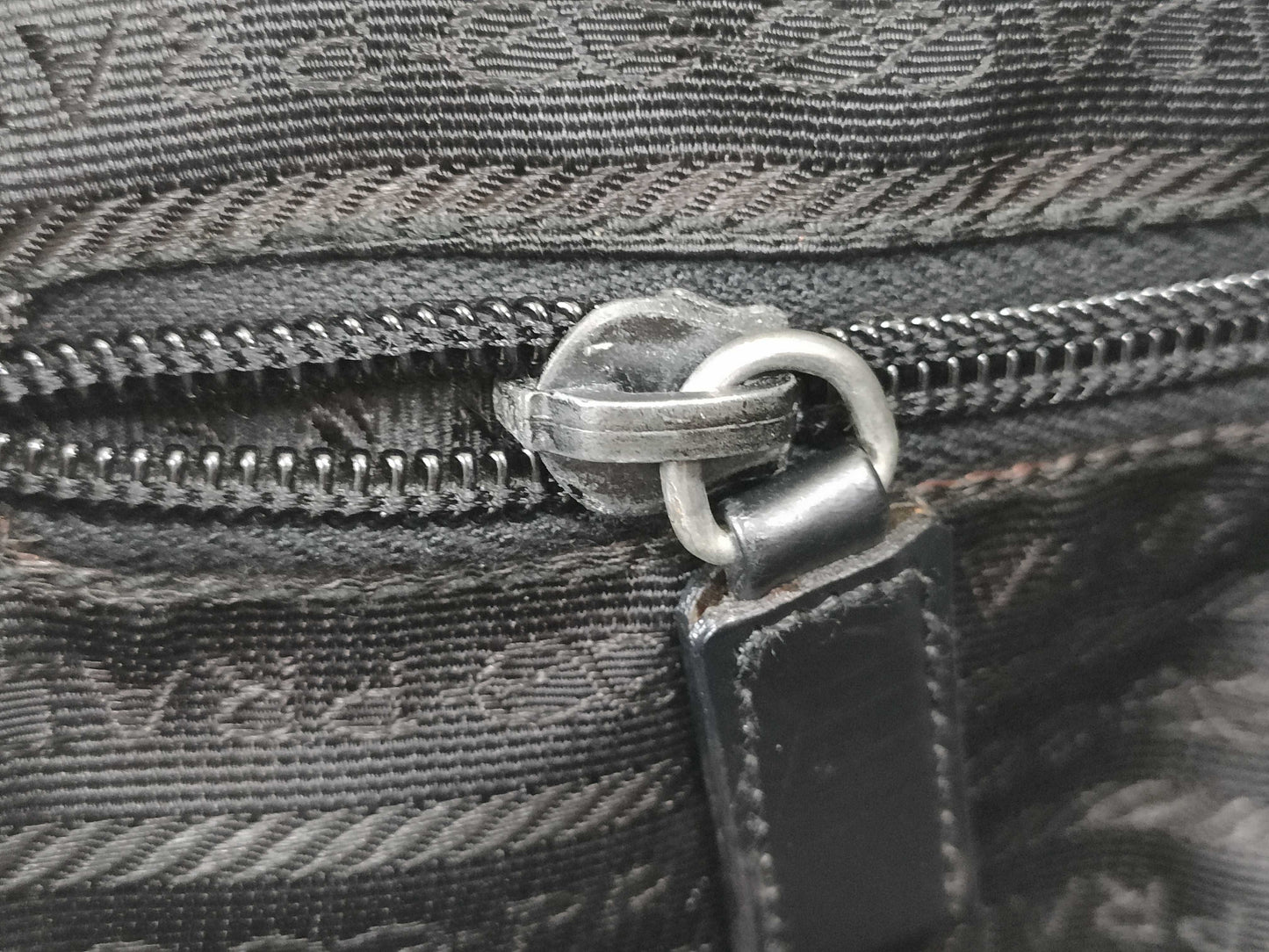 PRADA Nylon Triangle Logo Plate Tessie Handbag