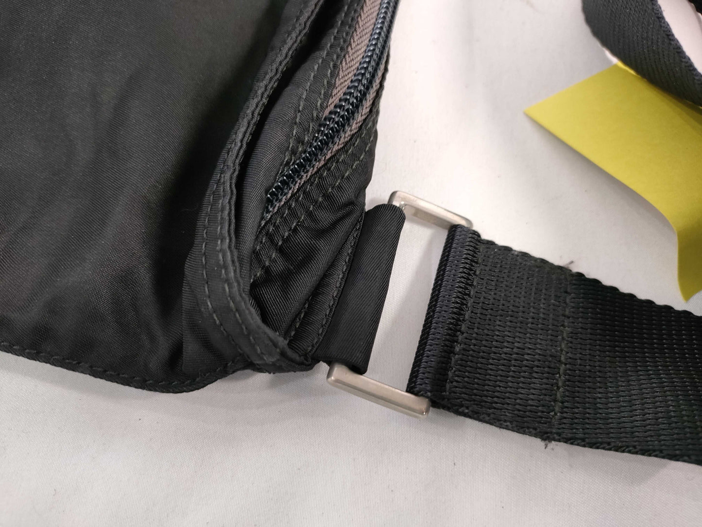 PRADA Nylon Shoulder Bag with No Gusset and Triangle Logo Plate