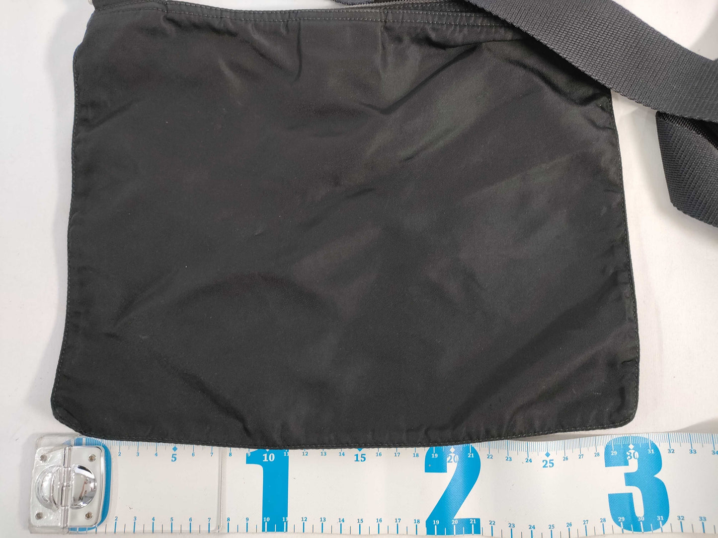 PRADA Nylon Shoulder Bag with No Gusset and Triangle Logo Plate