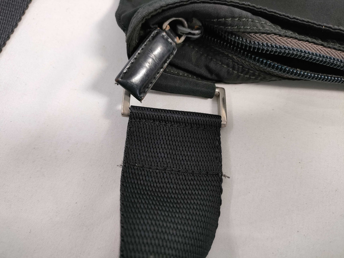 PRADA Nylon Shoulder Bag with No Gusset and Triangle Logo Plate