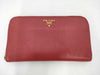 PRADA Saffiano Round Zip Long Wallet Red