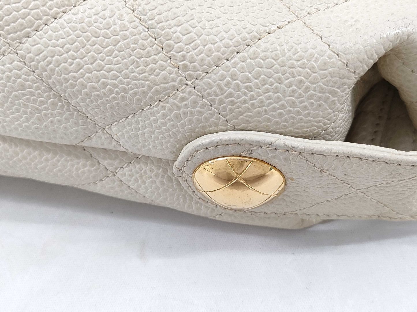 CHANEL Caviar Skin Turnlock Tote with G/Seal Shoulder Bag