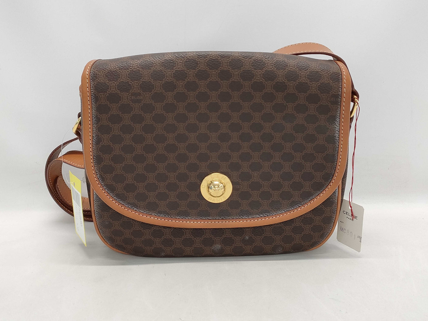 CELINE Macadam Shoulder Bag with Round Metal Fittings